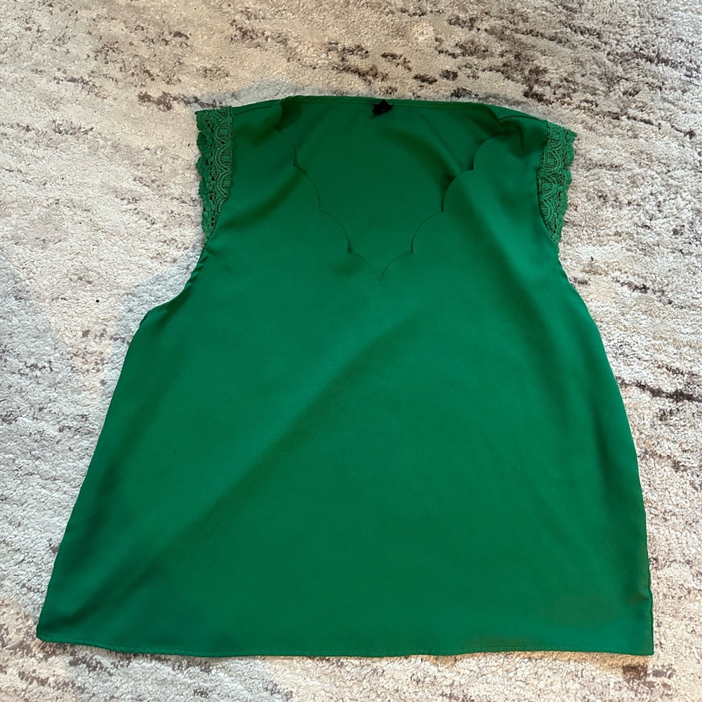 SHEIN Green Lace Accent Blouse